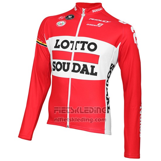 2015 Fietskleding Lotto Soudal Rood en Wit Lange Mouwen en Koersbroek